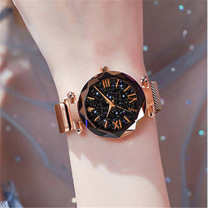 Ouvrir l&#39;image dans le diaporama, Women Watches Rose Gold Bracelet Magnet Mesh Band Rhinestones Quartz Wristwatch Ladies
