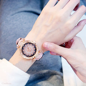 Ouvrir l&#39;image dans le diaporama, Watches Bracelet set Starry Sky Ladies Bracelet Watch Casual Leather Quartz
