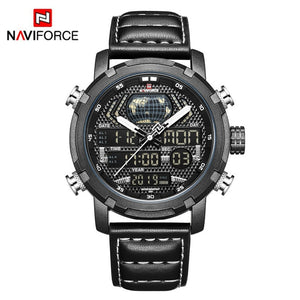 Ouvrir l&#39;image dans le diaporama, Luxury Digital Analog Sport Wristwatch Military Genuine Leather Male Clock Relogio
